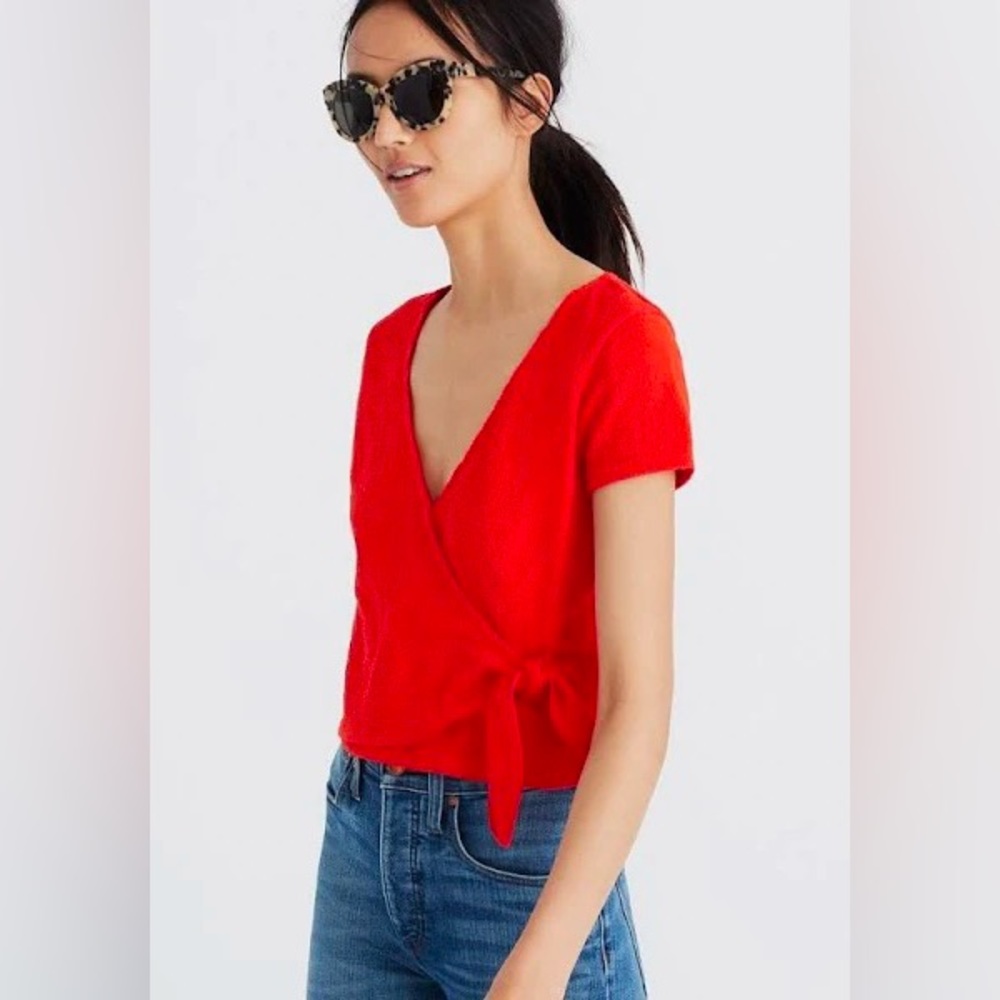 J but J Crew red v-neck wrap t-shirt